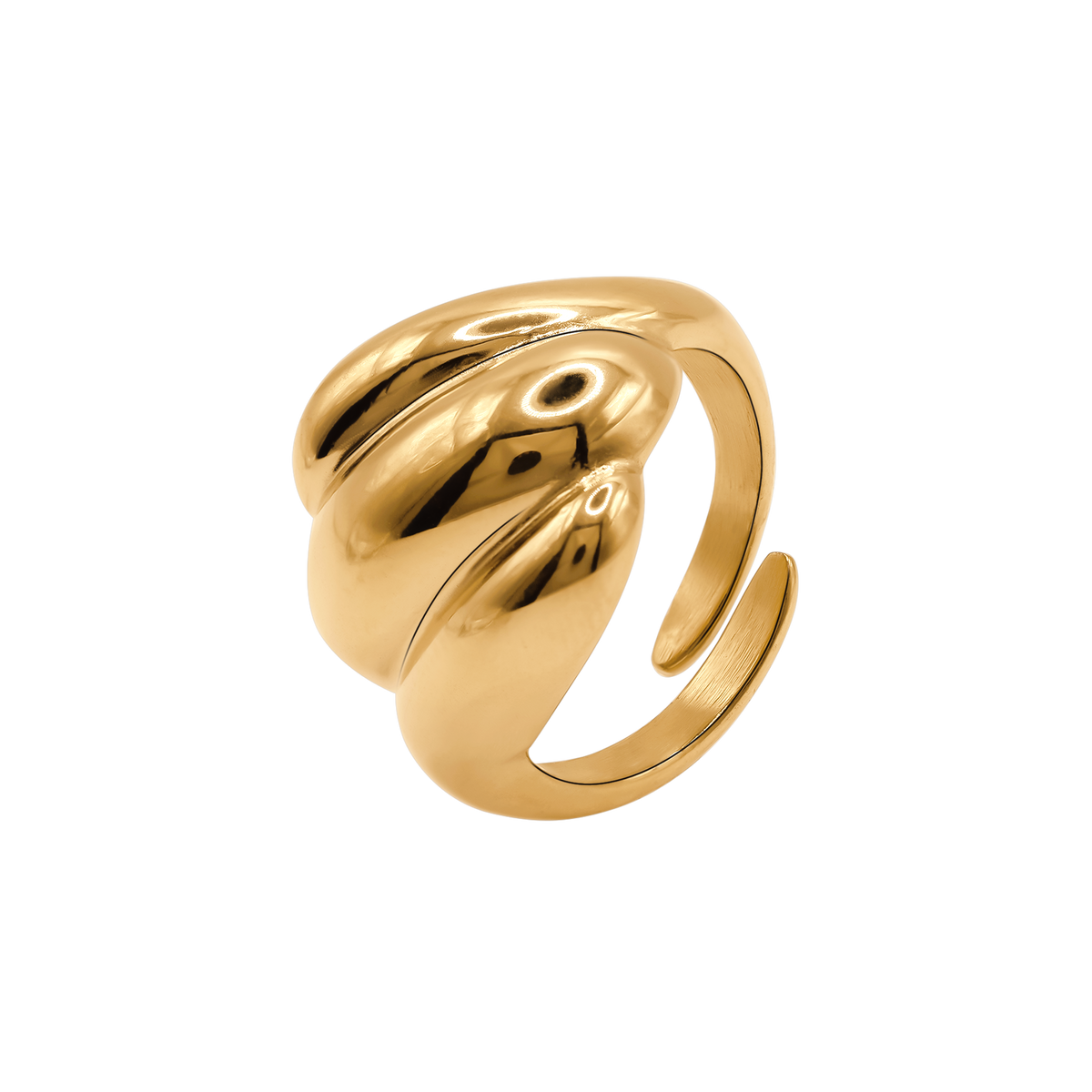 Ring Damen Edelstahl Esra in Gold - Wellenstruktur im Detail