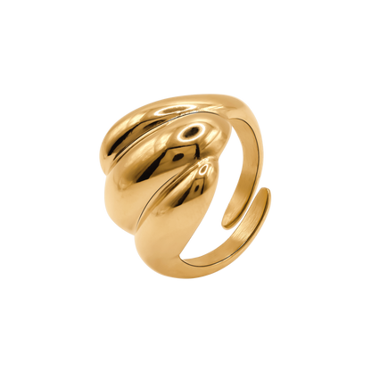 Ring Damen Edelstahl Esra in Gold - Wellenstruktur im Detail