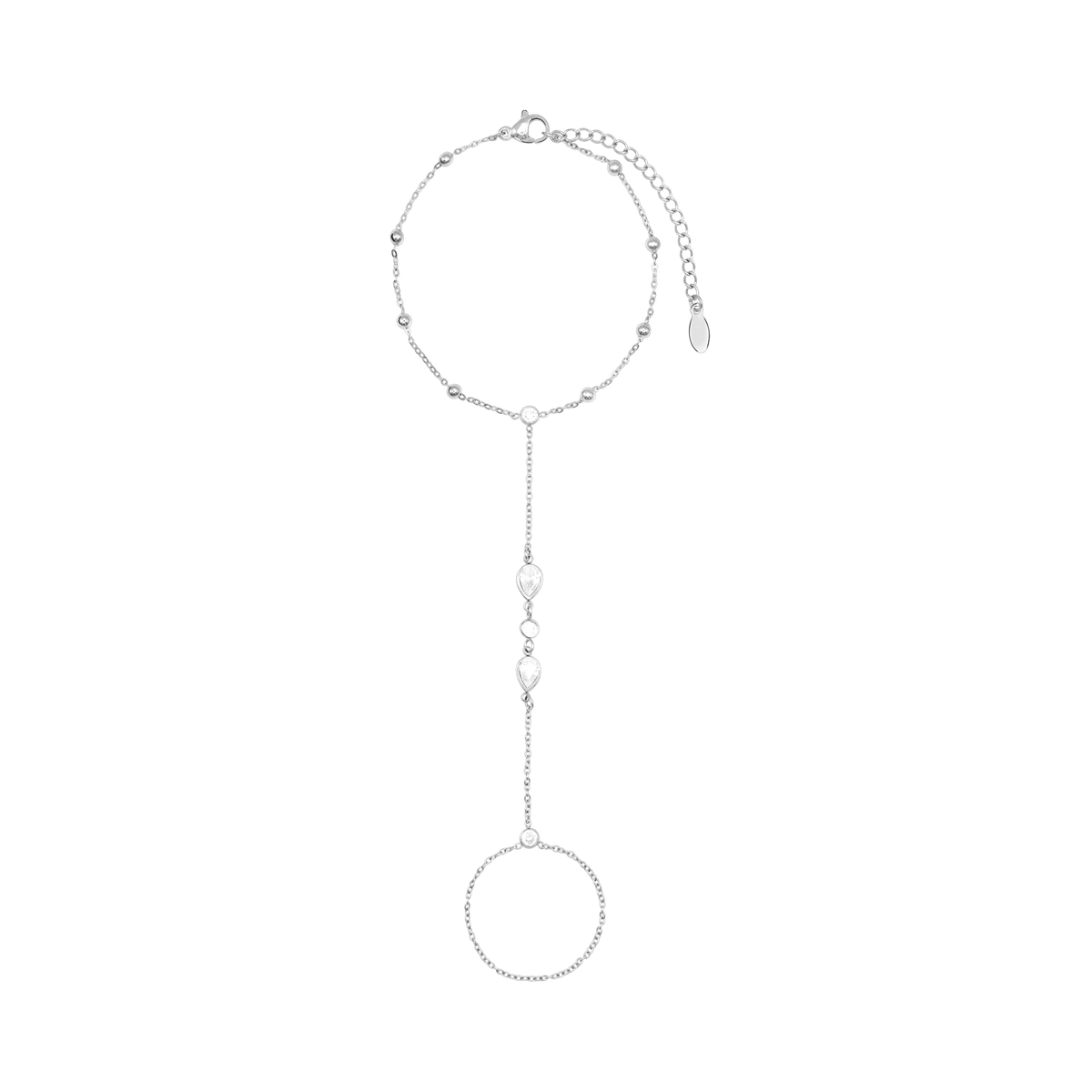 Handkette Damen Edelstahl Maite in Silber mit weißen Zirkonia