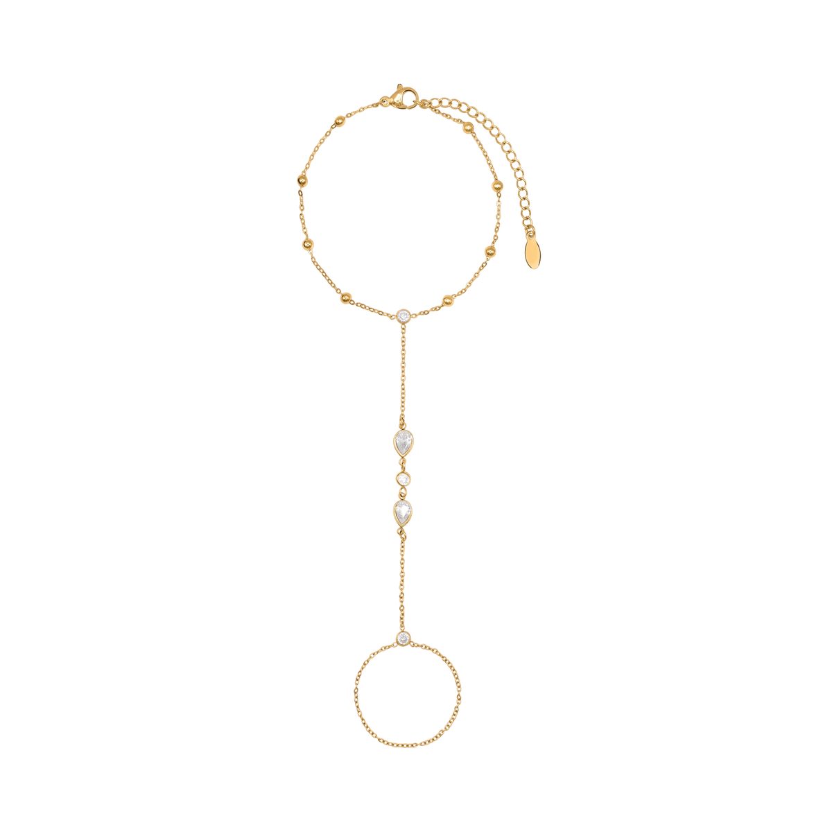 Handkette Damen Edelstahl Maite in Gold mit weißen Zirkonia