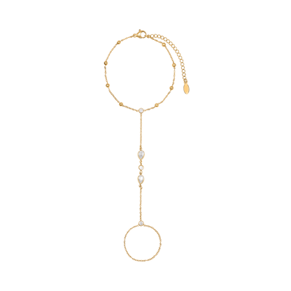 Handkette Damen Edelstahl Maite in Gold mit weißen Zirkonia