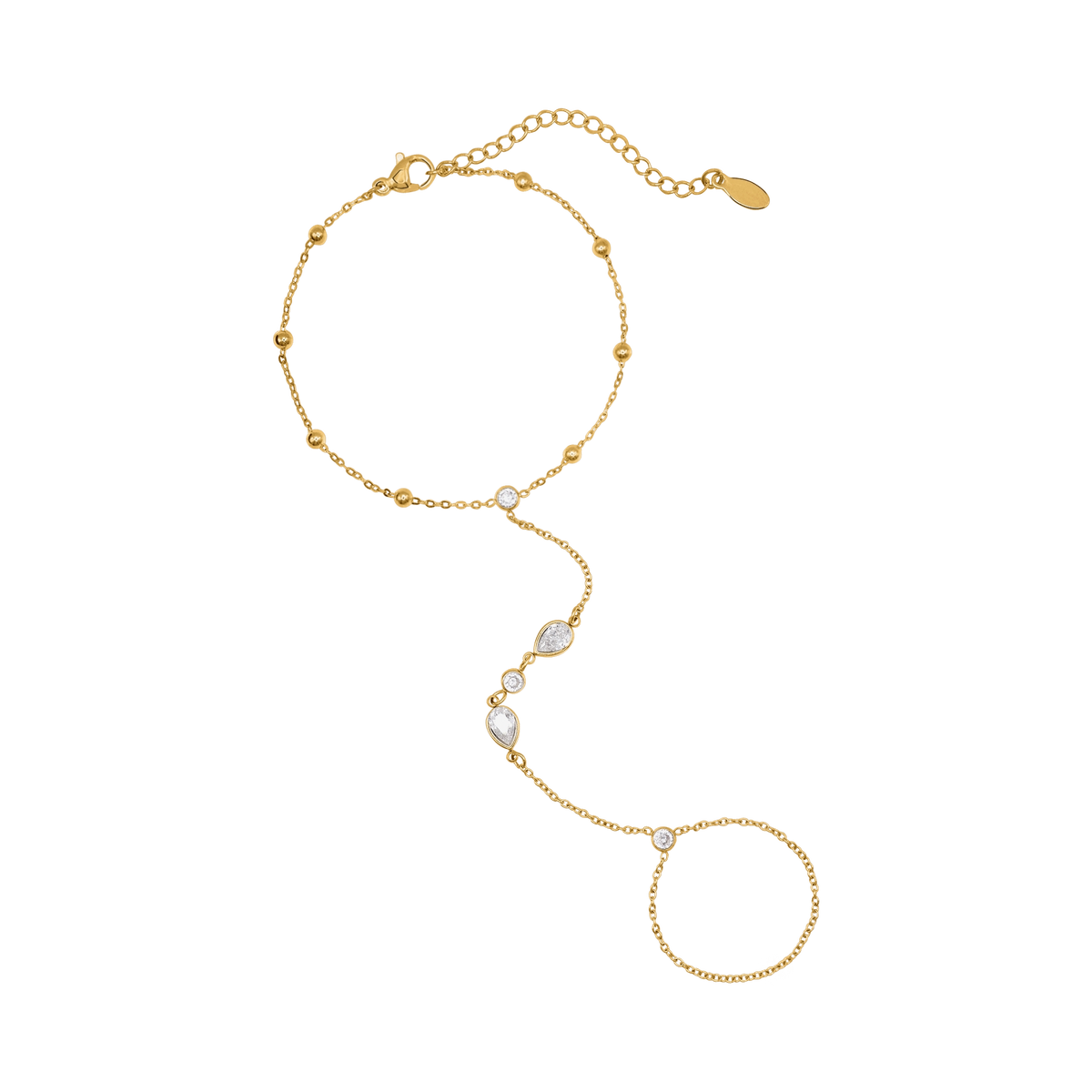 Handkette Damen Edelstahl Maite Gold Karabinerverschluss im Detail
