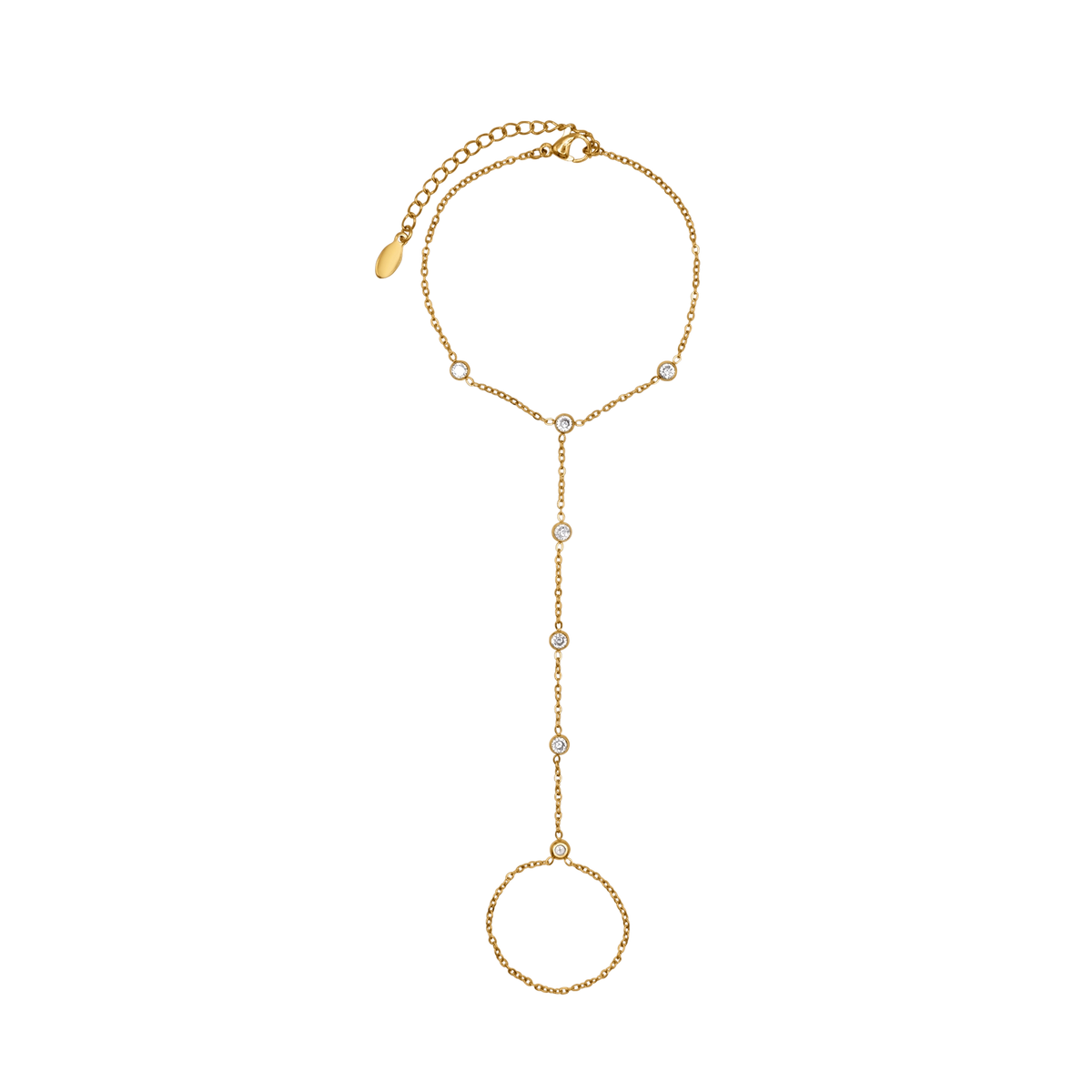 Handkette Damen Edelstahl Poppy in Gold mit symmetrischen Zirkonia