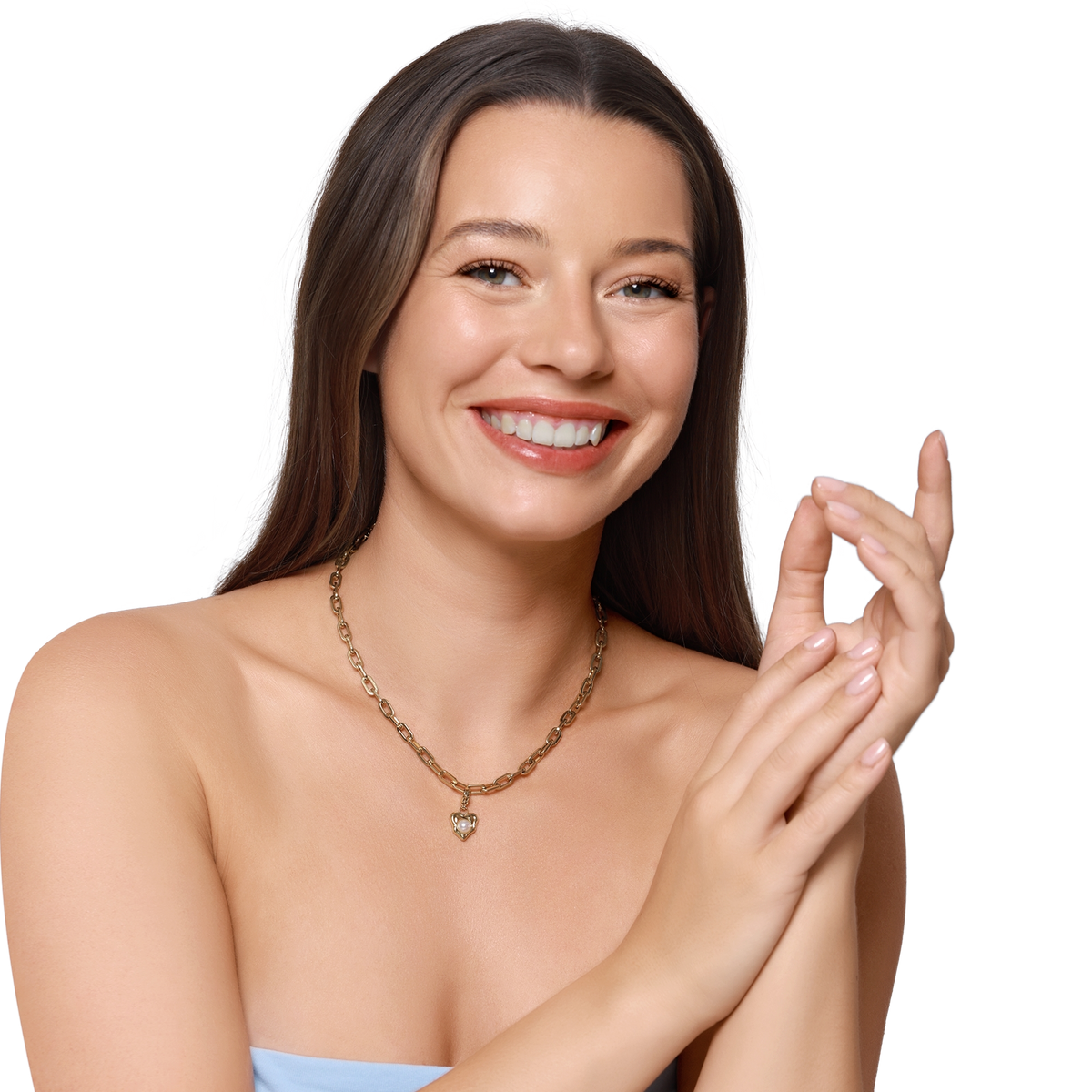 Charm Damen Edelstahl Diya in Gold am Model getragen