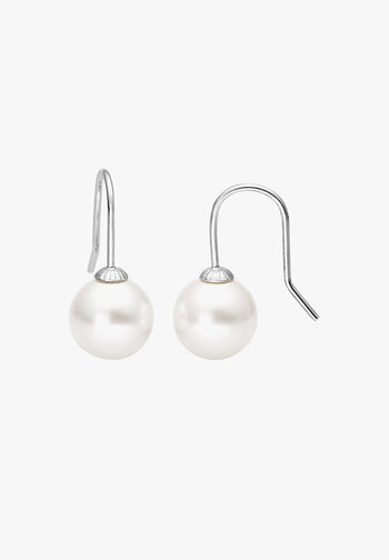 Ohrringe Fischhaken mit Perle weiß