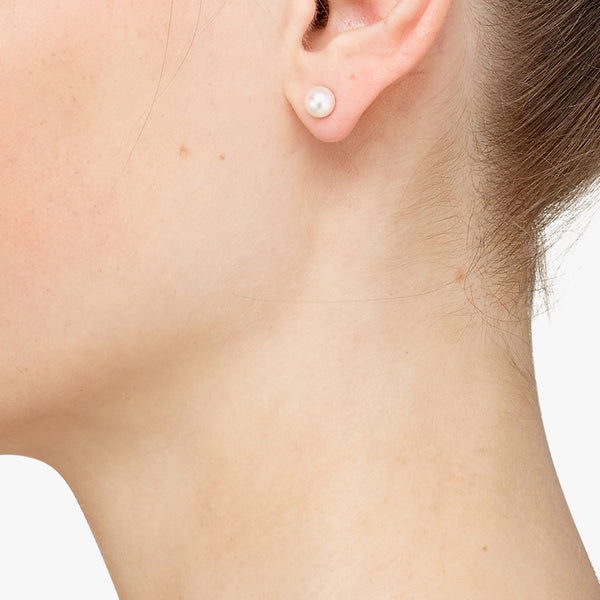 Ohrringe Ohrstecker mit Perle weiss 6mm