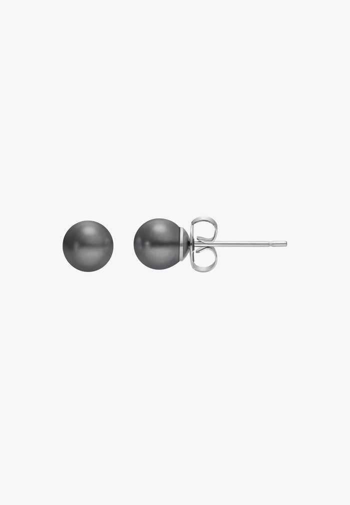 Ohrringe Ohrstecker mit Perle grau 6mm